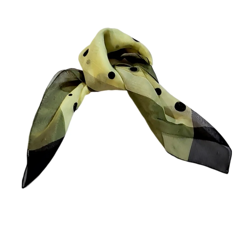 Polka Dot Sheer Scarf - Yellow & Black